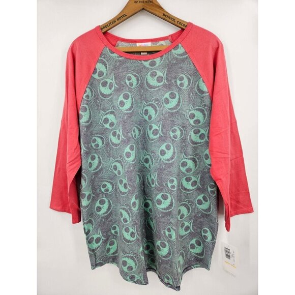 New Lularoe Disney Randy Raglan Tee Womens 3XL Jack Skellington - Picture 1 of 5